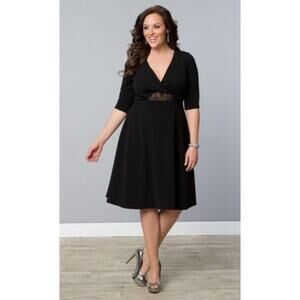 Kiyonna Black Party Dress Peek A Boo Perfection Style LBD Cutout 1X Sexy Date
